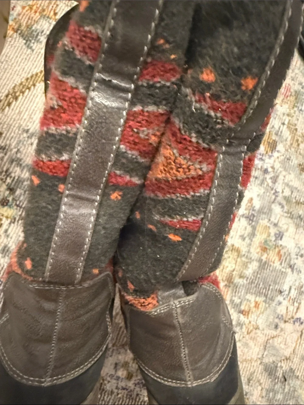 Baretraps Wool-Trim Waterproof Lace-Up Winter Boots — Brown and Rust